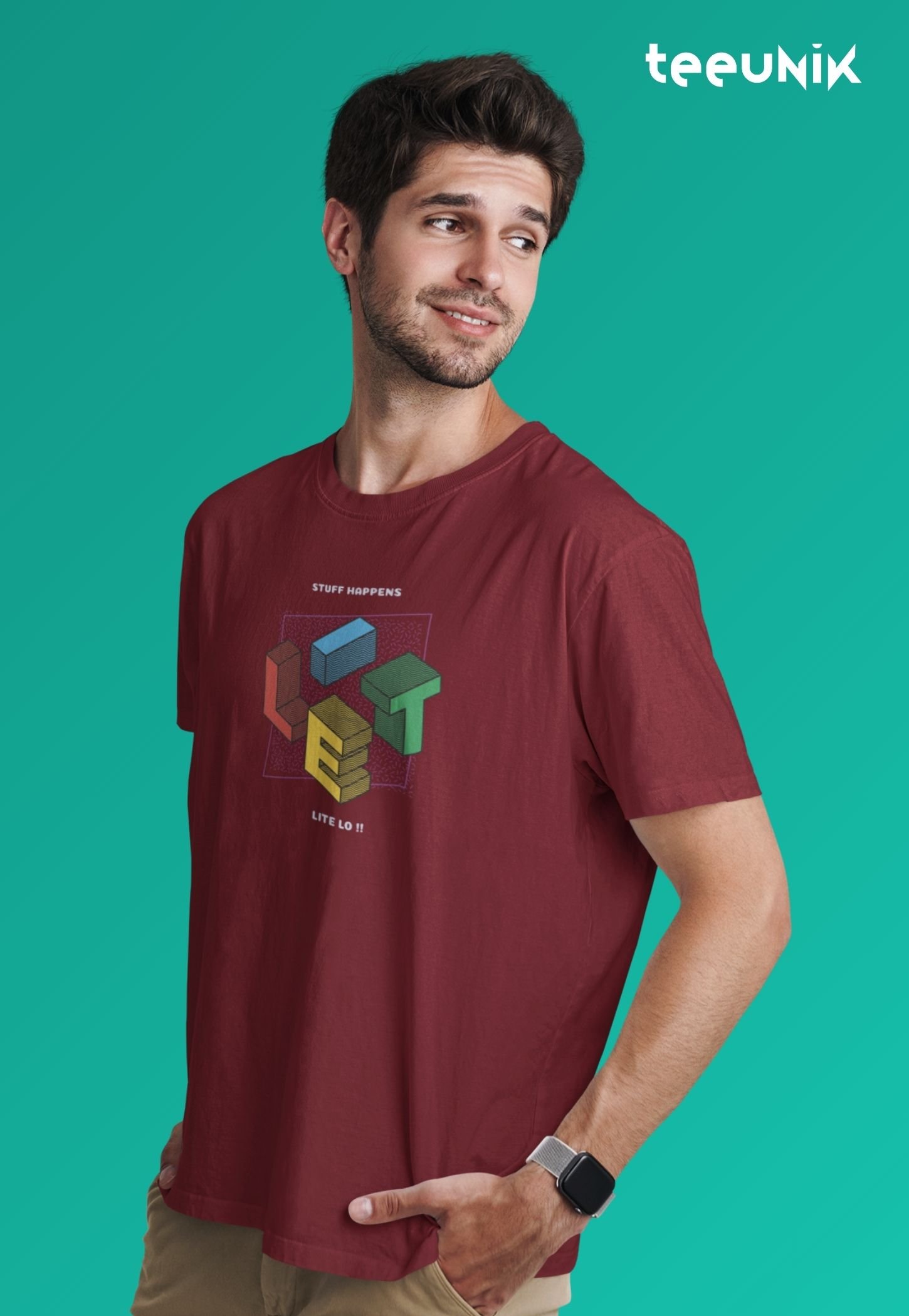 teeunik lite lo tee t-shirt maroon