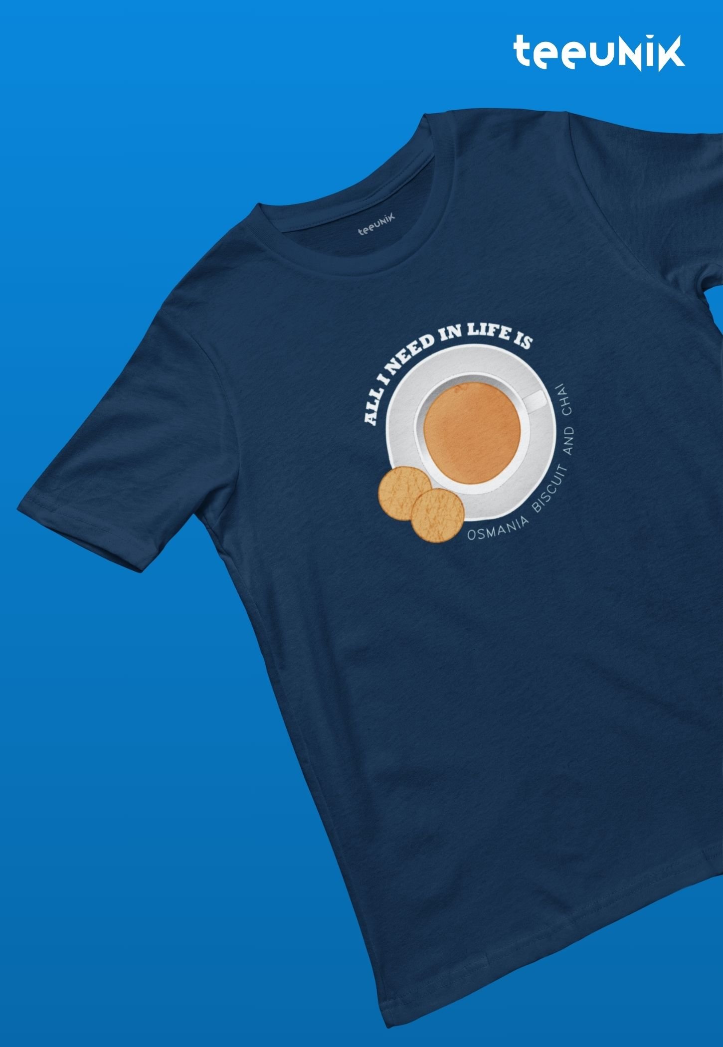 teeunik osmania biscuit and chai tee t-shirt navy blue