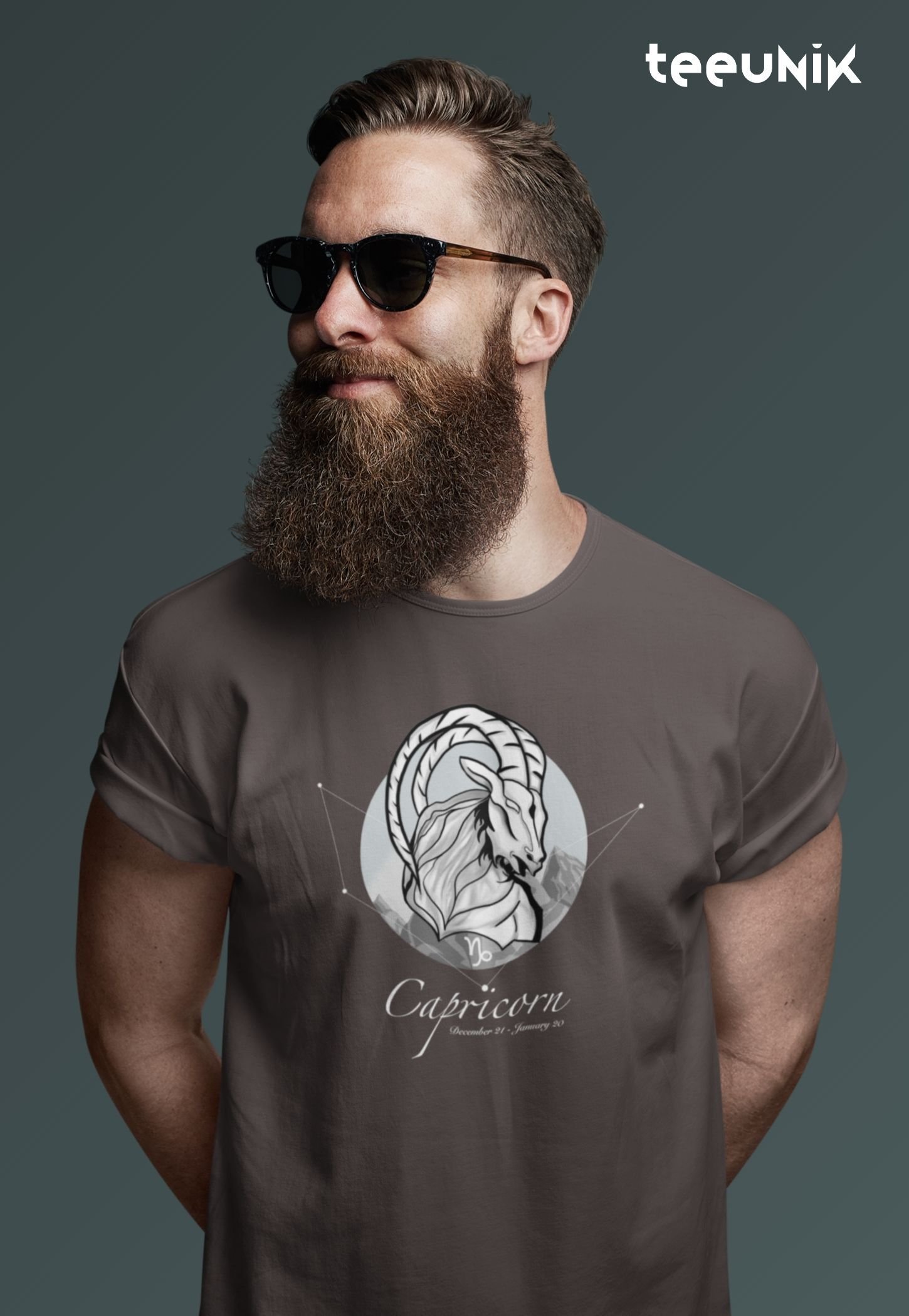 teeunik capricorn tee t-shirt charcoal grey