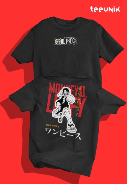 Oversized Men's Black T-Shirt : One Piece Luffy