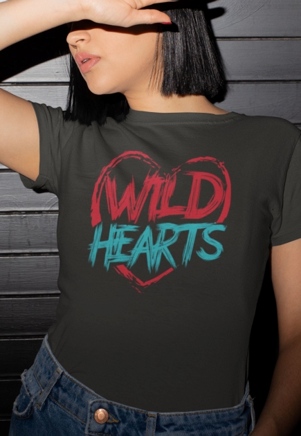 Wild Hearts Women Black T-Shirt