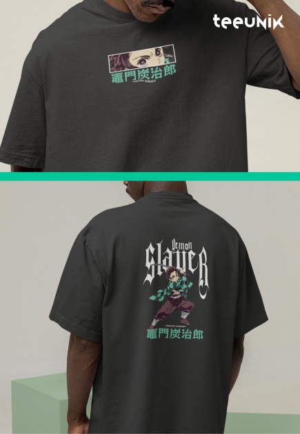 Demon Slayer Tanjiro Kamado Oversized Black T-Shirt